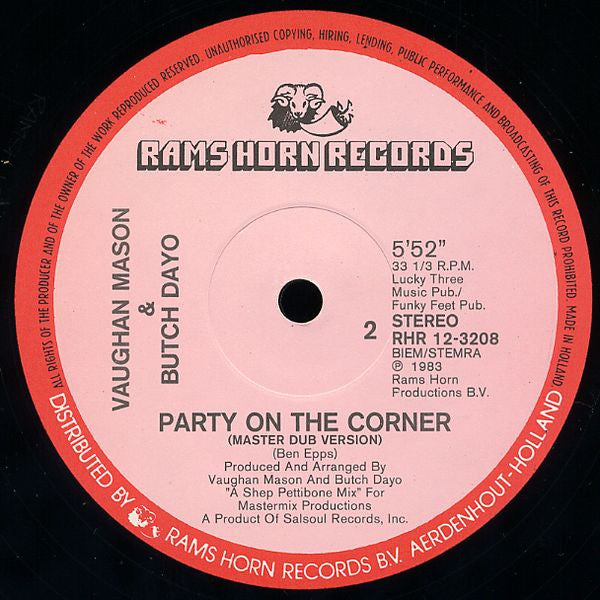 Vaughan Mason & Butch Dayo : Party On The Corner (12")