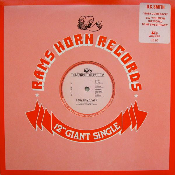OC Smith : Baby Come Back / You Mean The World To Me Sweetheart (12", Single)