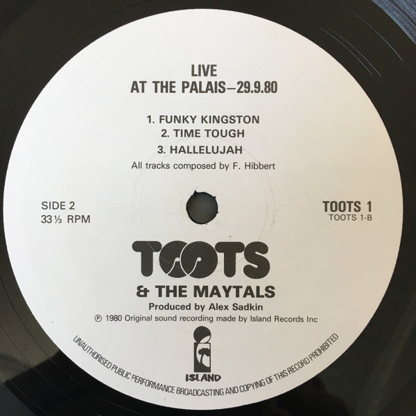 Toots & The Maytals : Live At The Palais 29.9.80 (Limited Edition Pre-Release Copy) (LP, Ltd, Num)