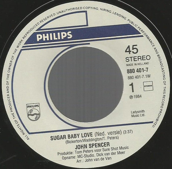 John Spencer : Sugar Baby Love (7", Single)