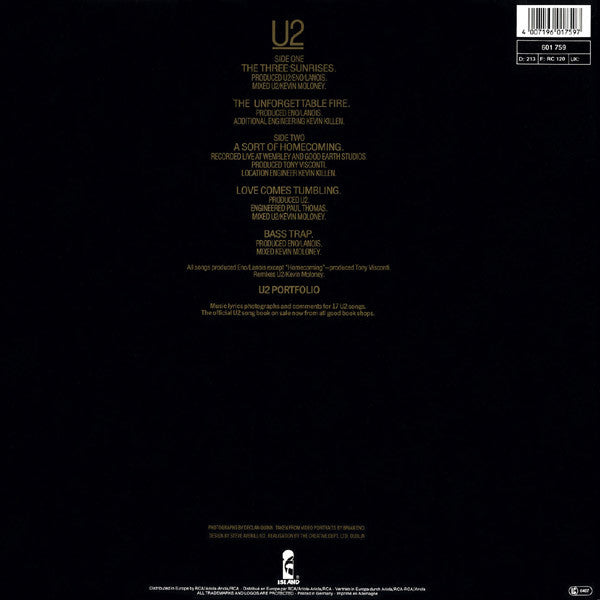U2 : The Unforgettable Fire (12", Maxi)