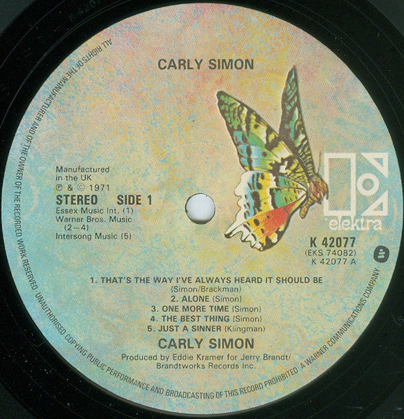 Carly Simon : Carly Simon (LP, Album, RE, WEA)