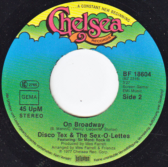 Disco Tex & His Sex-O-Lettes : A Piece Of The Rock (7")