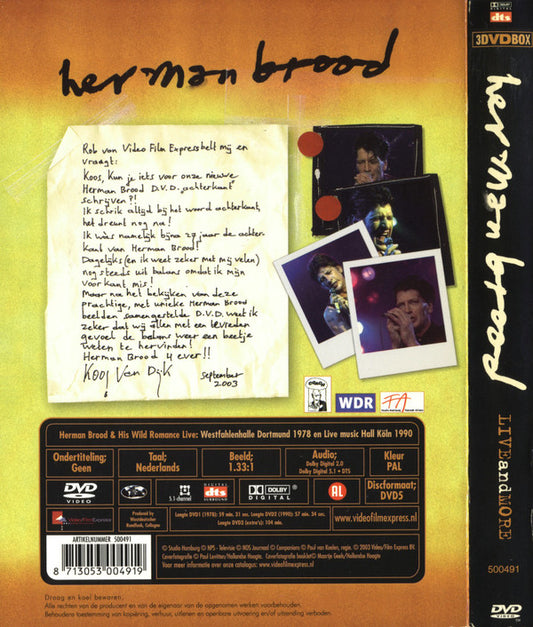Herman Brood & His Wild Romance : Live And More (3xDVD-V, Comp, PAL)
