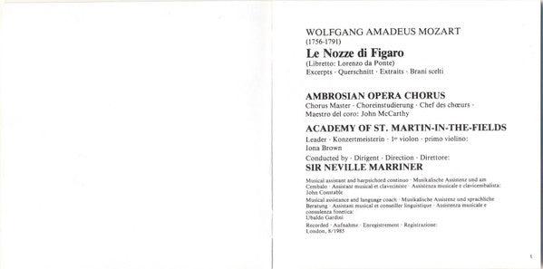 Wolfgang Amadeus Mozart, The Academy Of St. Martin-in-the-Fields, Sir Neville Marriner : Le Nozze Di Figaro. Highlights (CD, Album)