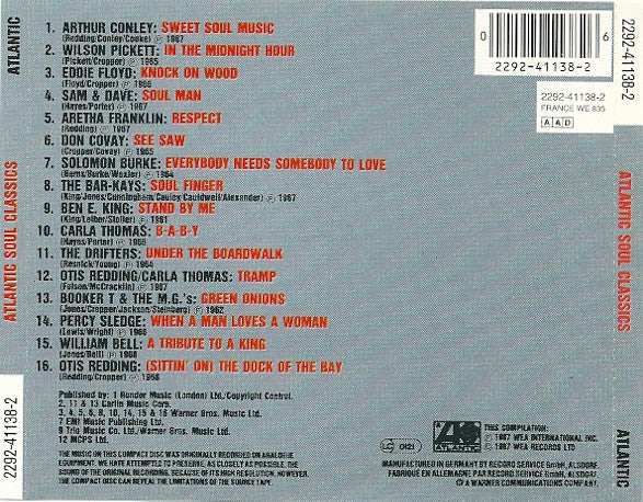 Various : Atlantic Soul Classics (CD, Comp, RE)