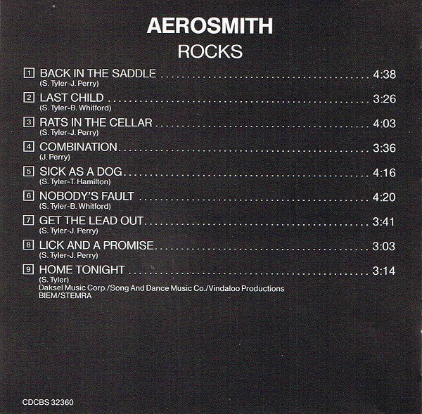 Aerosmith : "Rocks" (CD, Album, RE)