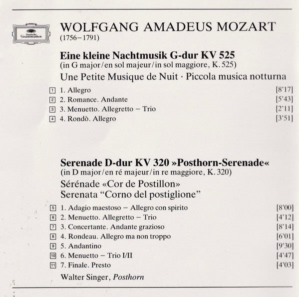 Wolfgang Amadeus Mozart, Wiener Philharmoniker · James Levine (2) : Eine Kleine Nachtmusik · Posthorn-Serenade (CD, Comp)