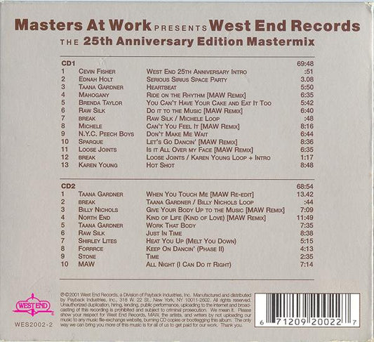 Masters At Work : West End Records - The 25th Anniversary Edition Mastermix (2xCD, Mixed)