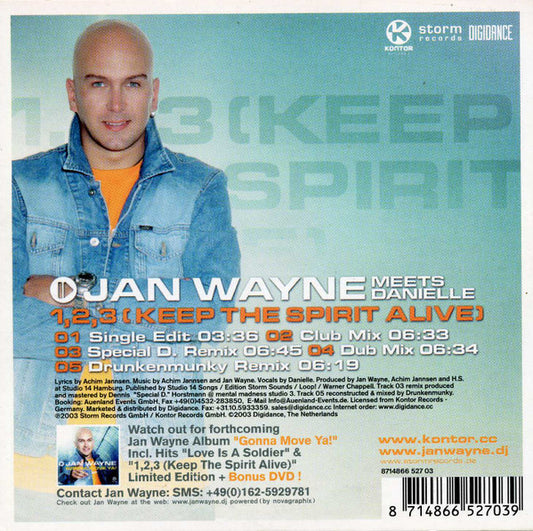 Jan Wayne Meets Danielle (3) : 1, 2, 3 (Keep The Spirit Alive) (CD, Maxi)
