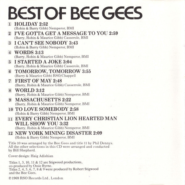 Bee Gees : Best Of Bee Gees, Vol. 1 (CD, Comp, RE)