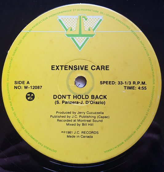 Extensive Care : Don't Hold Back (12")