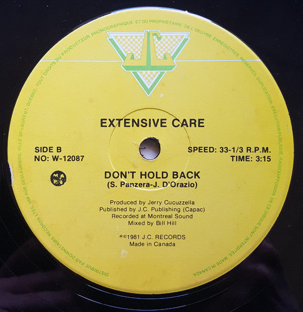 Extensive Care : Don't Hold Back (12")