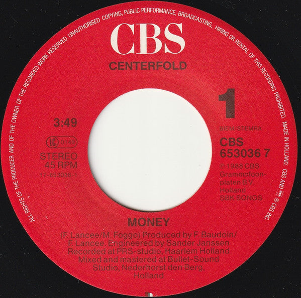 Centerfold : Money (7", Single)