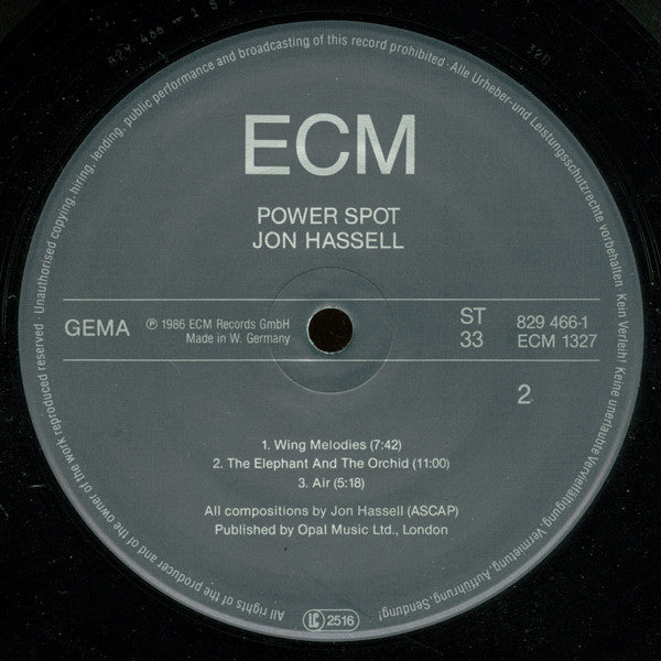 Jon Hassell : Power Spot (LP, Album)