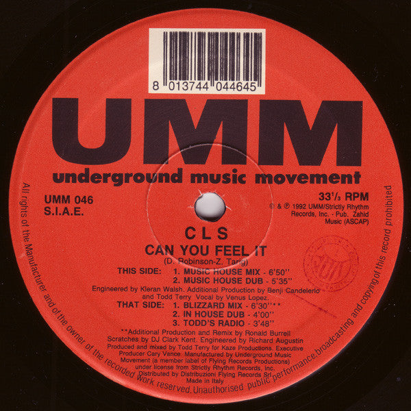 CLS : Can You Feel It (2x12")
