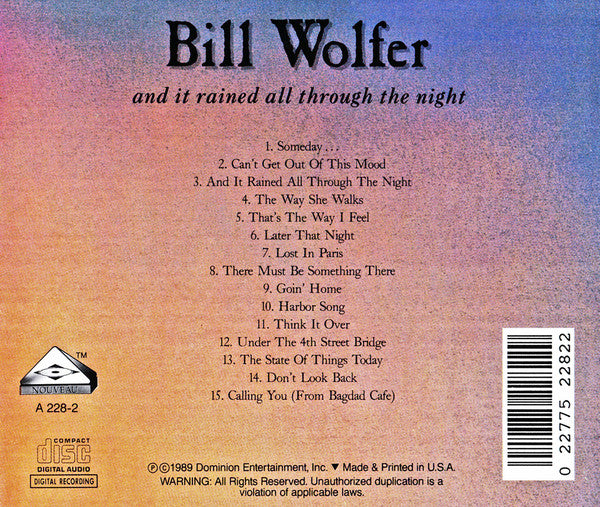 Bill Wolfer : And It Rained All Through The Night (CD, Album)
