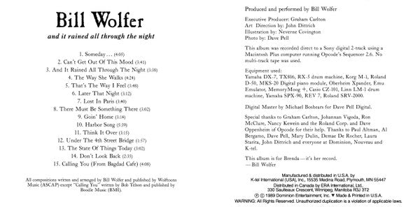 Bill Wolfer : And It Rained All Through The Night (CD, Album)