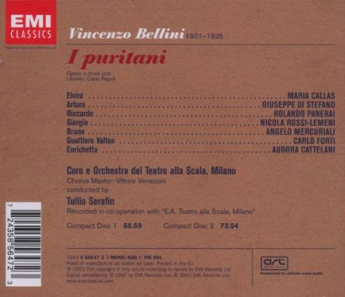 Vincenzo Bellini - Maria Callas, Giuseppe di Stefano, Tullio Serafin : I Puritani (2xCD, Album, Mono, RE, RM)