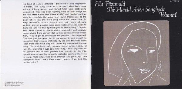 Ella Fitzgerald : The Harold Arlen Song Book Volume 1 (CD, Album, RE)