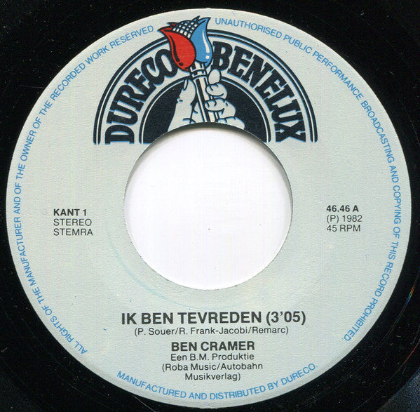 Ben Cramer : Ik Ben Tevreden (7", Single)