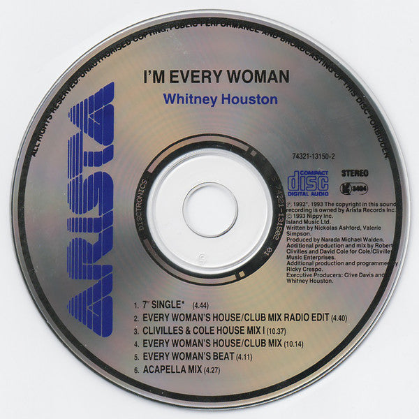 Whitney Houston : I'm Every Woman (CD, Maxi)