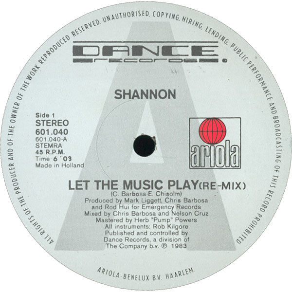 Shannon : Let The Music Play (Re-Mix) (12")