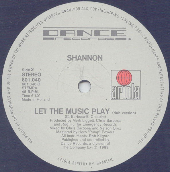 Shannon : Let The Music Play (Re-Mix) (12")