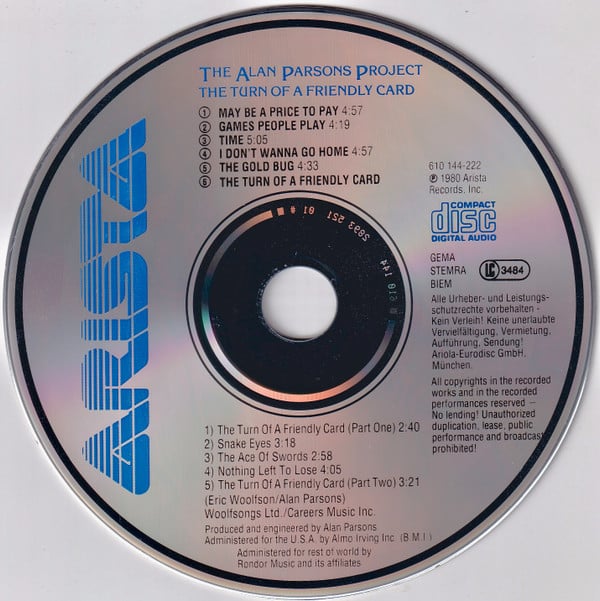 The Alan Parsons Project : The Turn Of A Friendly Card (CD, Album, RE)