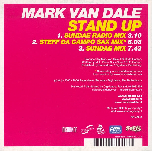 Mark van Dale : Stand Up (CD, Single)