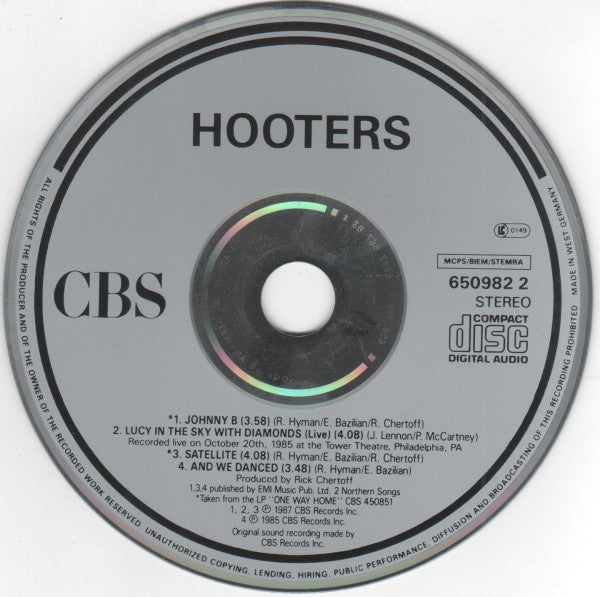 The Hooters : Johnny B (CD, Single, Car)