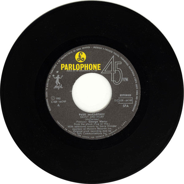 Paul McCartney : Ebony And Ivory (7", Single)