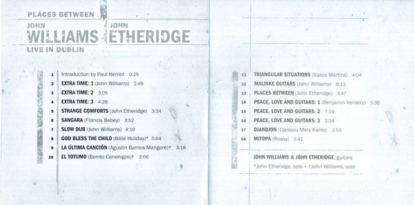 John Williams (7), John Etheridge : Places Between (Live In Dublin) (CD, Album)