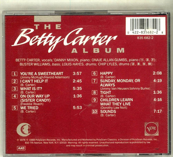 Betty Carter : Betty Carter (CD, Album, RE, RM)