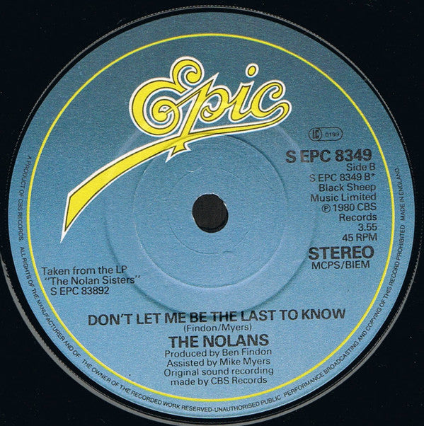 The Nolans : Don't Make Waves (7", Single, Com)