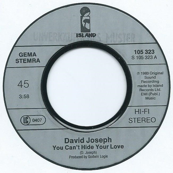 David Joseph : You Can't Hide (Your Love From Me) (7", Single)