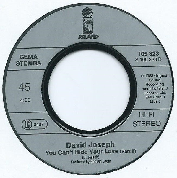 David Joseph : You Can't Hide (Your Love From Me) (7", Single)