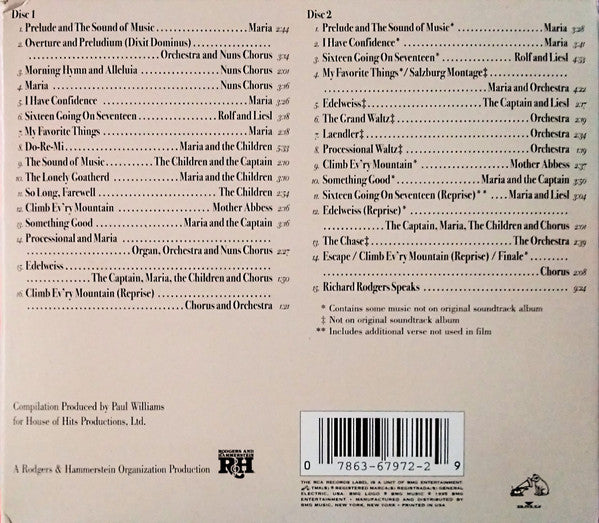 Rodgers & Hammerstein : The Sound Of Music: An Original Soundtrack Recording (35th Anniversary Collector's Edition) (2xCD, Album, Comp, RE, Dig)