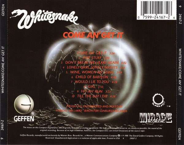 Whitesnake : Come An' Get It (CD, Album, RE)