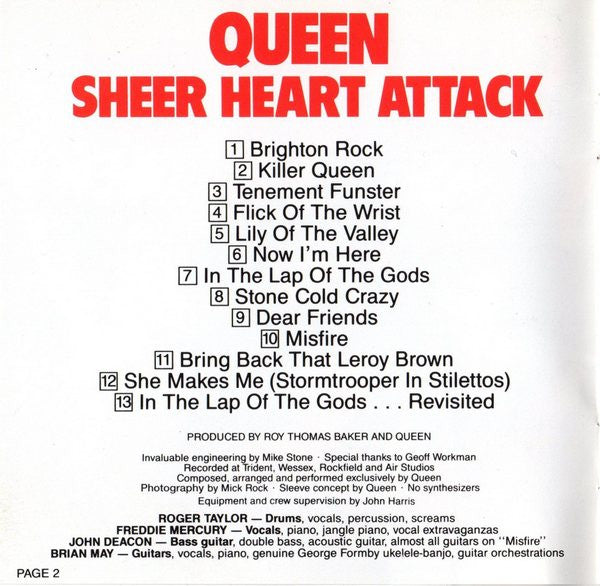 Queen : Sheer Heart Attack (CD, Album, RE, RM)