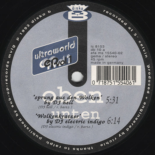 Hell / Electric Indigo : Ultraworld EP Vol. 1 (12", EP, RP)
