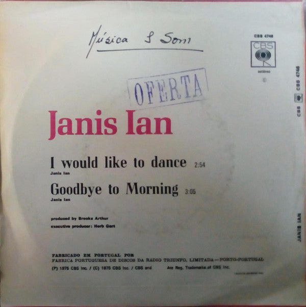 Janis Ian : I Would Like To Dance / Goodbye To Morning (7", Single)