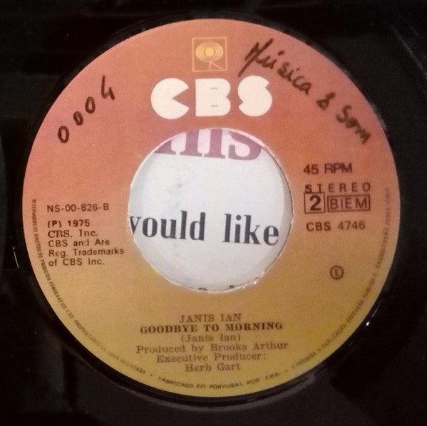 Janis Ian : I Would Like To Dance / Goodbye To Morning (7", Single)