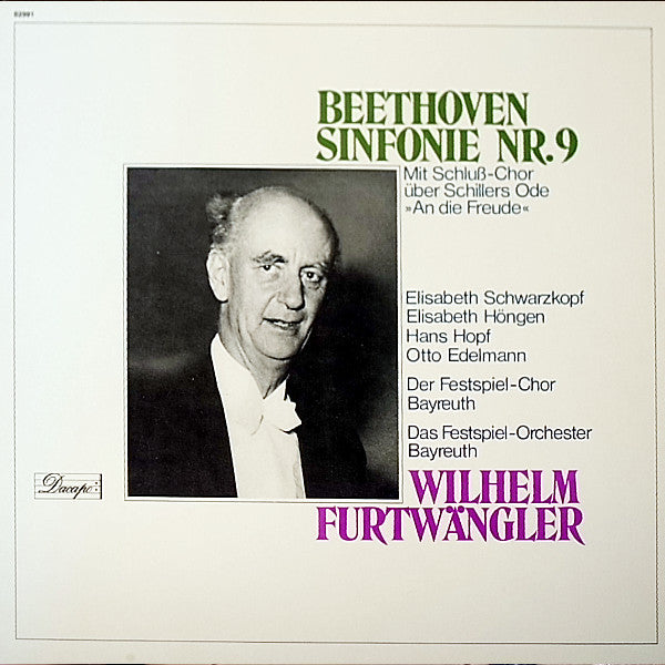 Ludwig van Beethoven, Elisabeth Schwarzkopf, Elisabeth Höngen, Hans Hopf, Otto Edelmann, Chor der Bayreuther Festspiele, Orchester der Bayreuther Festspiele, Wilhelm Furtwängler : Sinfonie Nr. 9 (Mit Schluß-Chor Über Schillers Ode »An Die Freude«)  (2xLP, RE + Box)