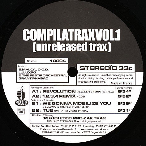 Various : Compilatrax Vol. 1 (Unreleased Trax) (12")