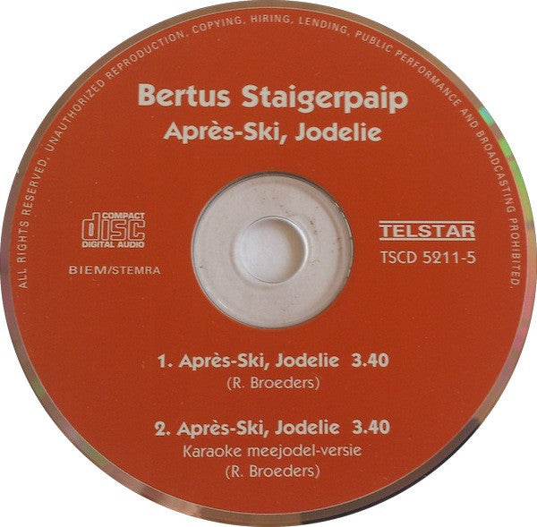 Bertus Staigerpaip : Après-Ski, Jodelie (CD, Single)