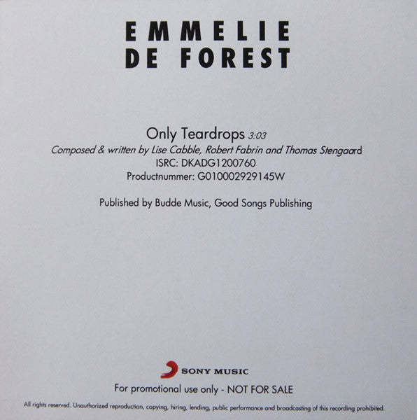 Emmelie de Forest : Only Teardrops (CDr, Single, Promo)