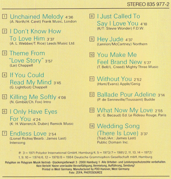 James Last : Romantic Love Songs (Musikalische Zärtlichkeiten) (CD, Comp)