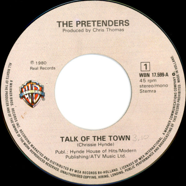 The Pretenders : Talk Of The Town (7", Single)