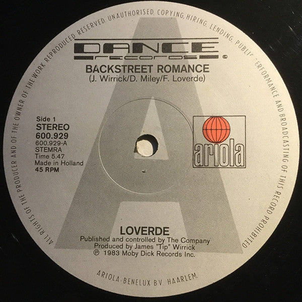 Loverde : Backstreet Romance (12")